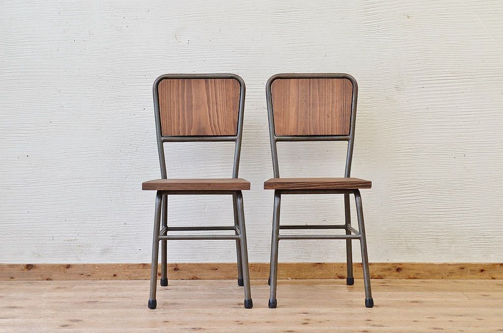 アンティーク家具　古い鉄脚のシンプルな椅子(イス)3