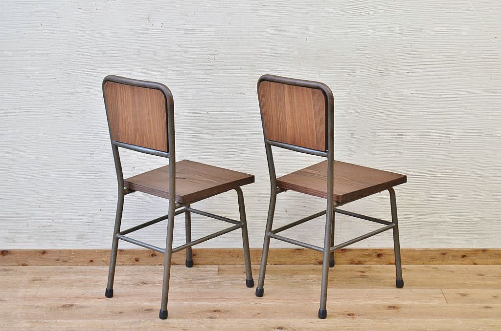 アンティーク家具　古い鉄脚のシンプルな椅子(イス)3