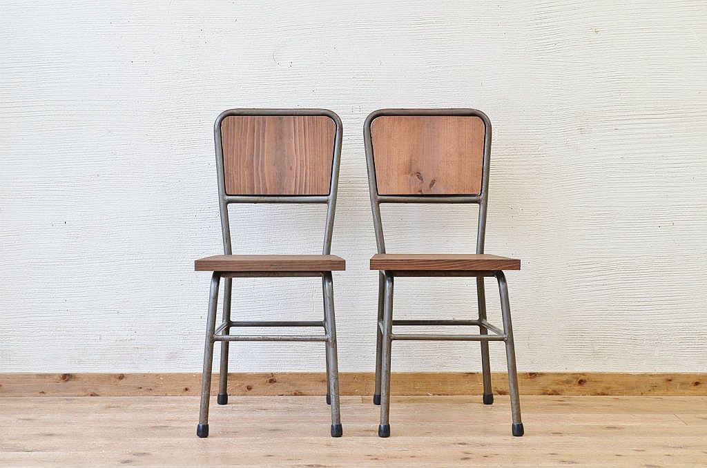 アンティーク家具　古い鉄脚のシンプルな椅子(イス)4
