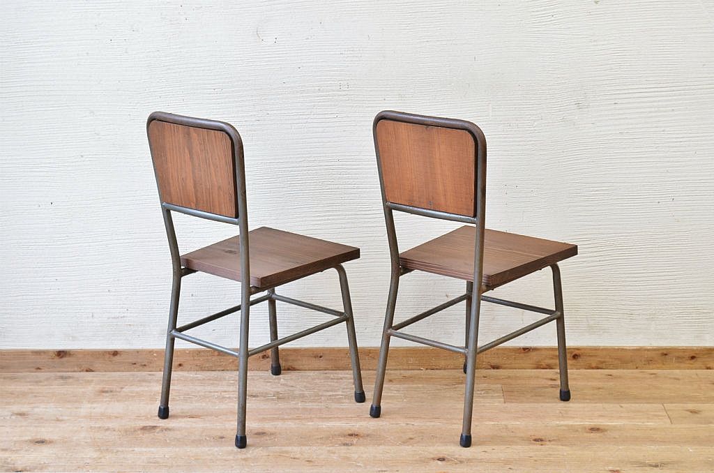 アンティーク家具　古い鉄脚のシンプルな椅子(イス)4