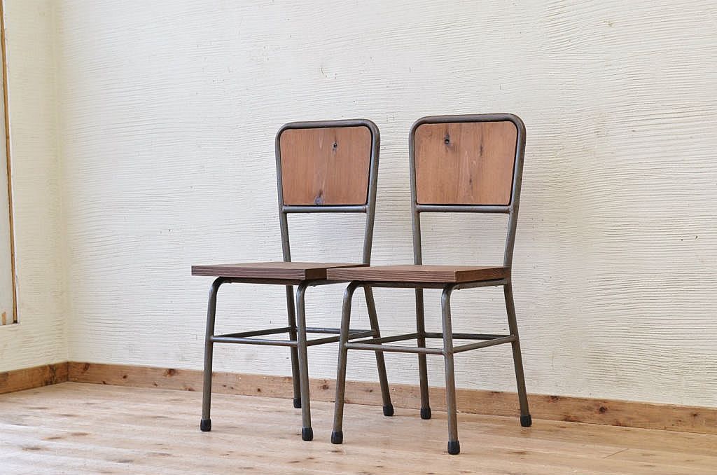 アンティーク家具　古い鉄脚のシンプルな椅子(イス)5