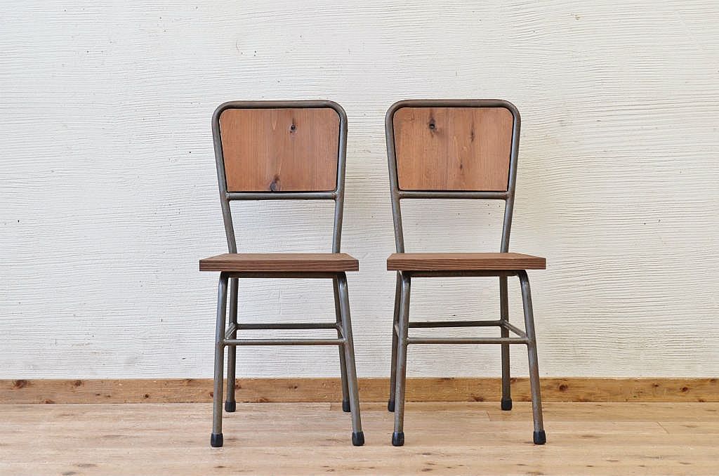 アンティーク家具　古い鉄脚のシンプルな椅子(イス)5