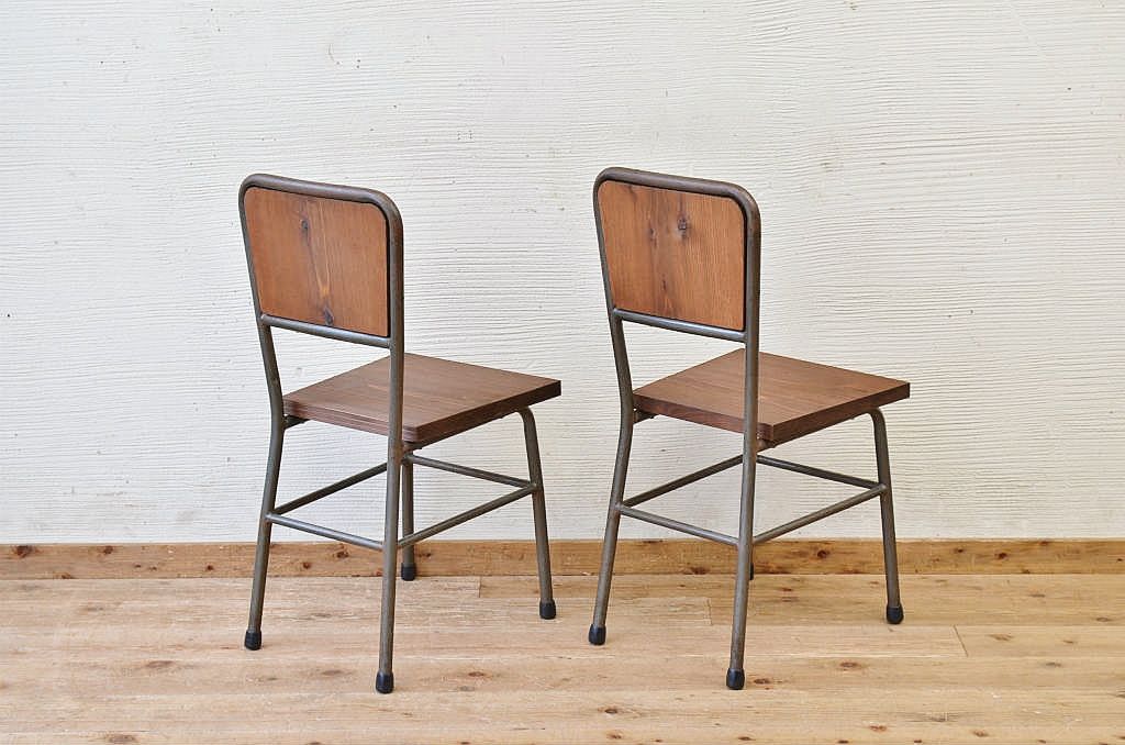 アンティーク家具　古い鉄脚のシンプルな椅子(イス)5