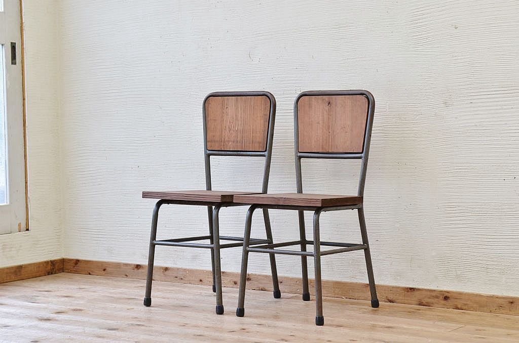 アンティーク家具　古い鉄脚のシンプルな椅子(イス)6