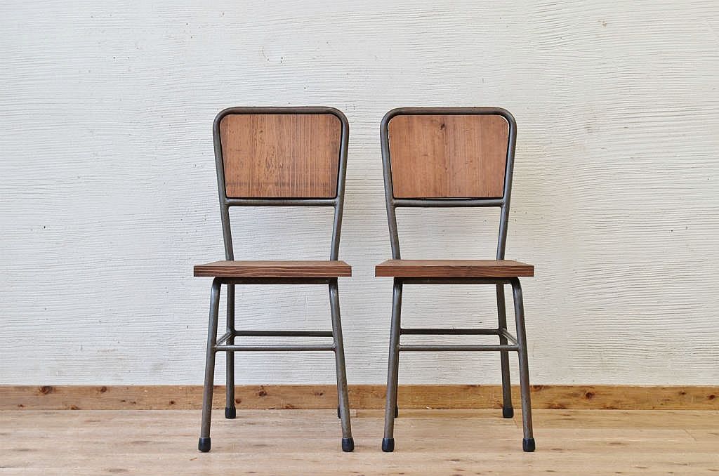 アンティーク家具　古い鉄脚のシンプルな椅子(イス)6