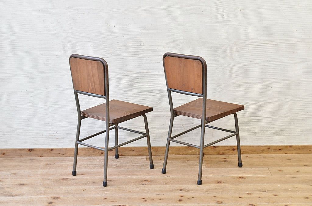アンティーク家具　古い鉄脚のシンプルな椅子(イス)6