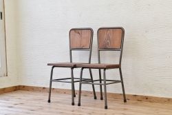 アンティーク家具　古い鉄脚のシンプルな椅子(イス)7