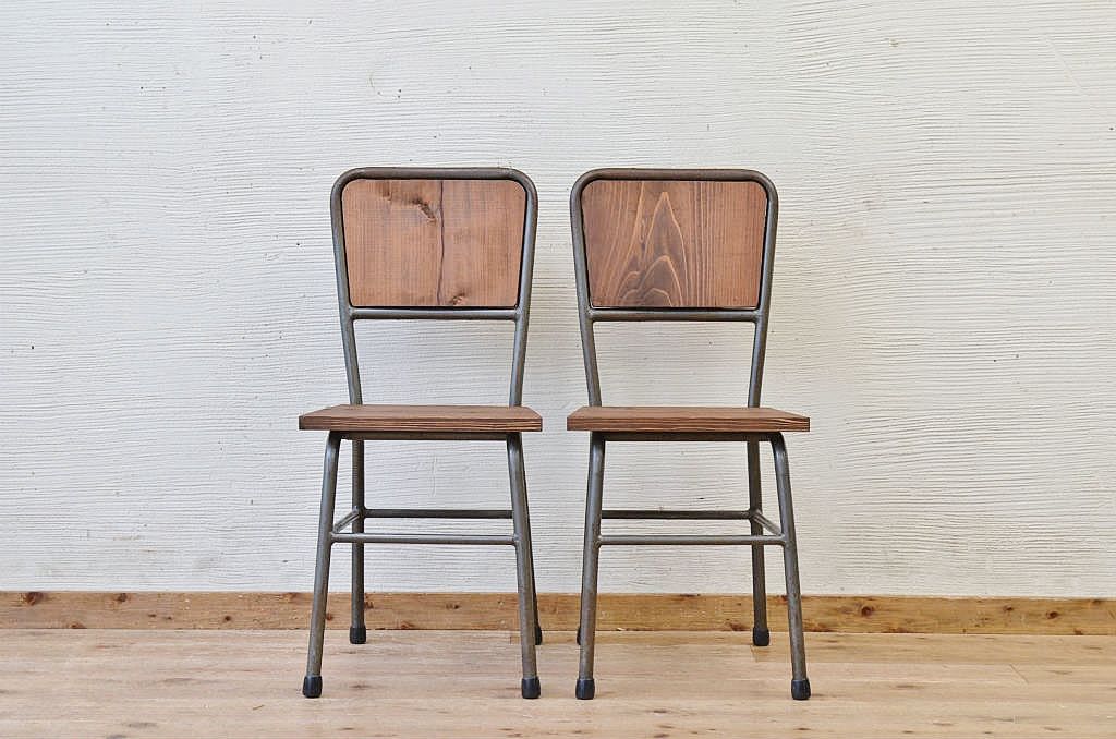 アンティーク家具　古い鉄脚のシンプルな椅子(イス)7