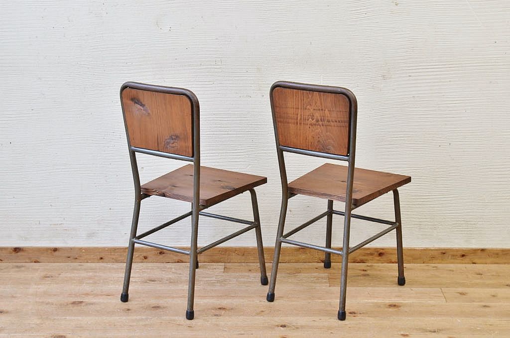 アンティーク家具　古い鉄脚のシンプルな椅子(イス)7