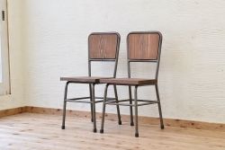 アンティーク家具　古い鉄脚のシンプルな椅子(イス)8