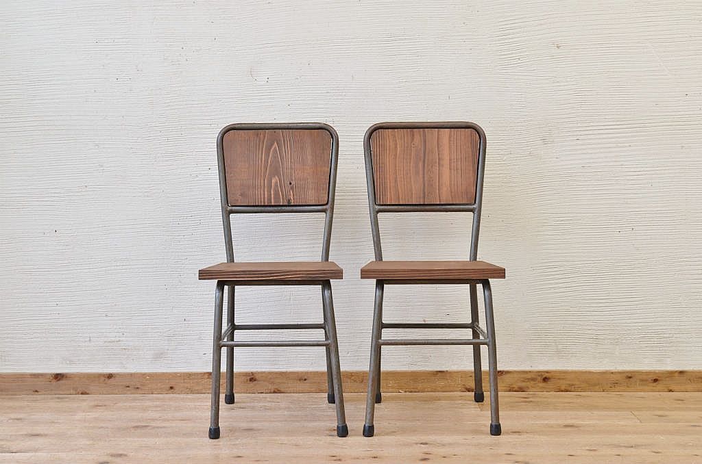 アンティーク家具　古い鉄脚のシンプルな椅子(イス)8