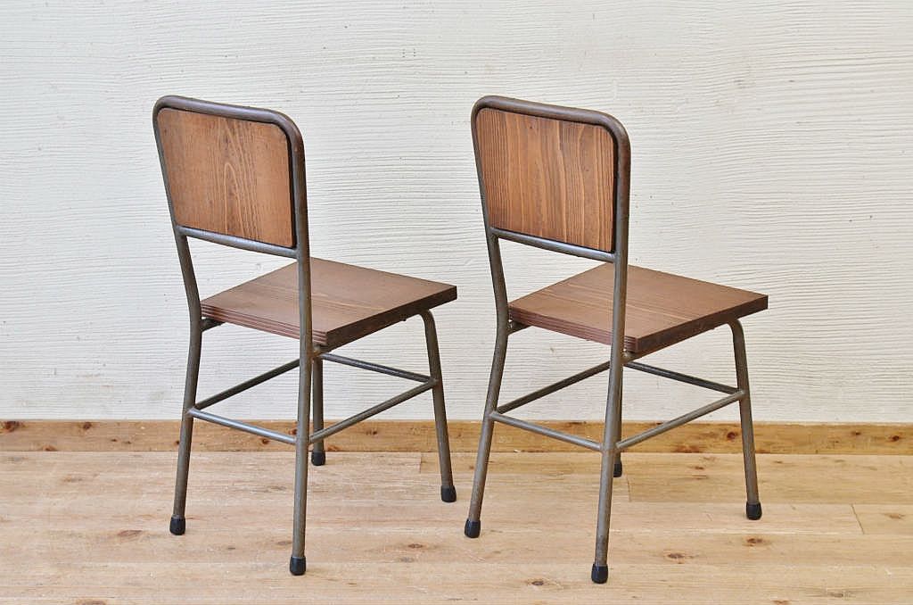 アンティーク家具　古い鉄脚のシンプルな椅子(イス)8