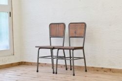 アンティーク家具　古い鉄脚のシンプルな椅子(イス)9