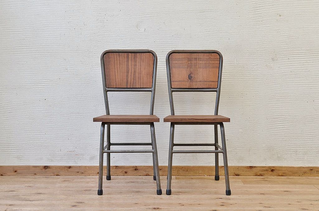 アンティーク家具　古い鉄脚のシンプルな椅子(イス)9