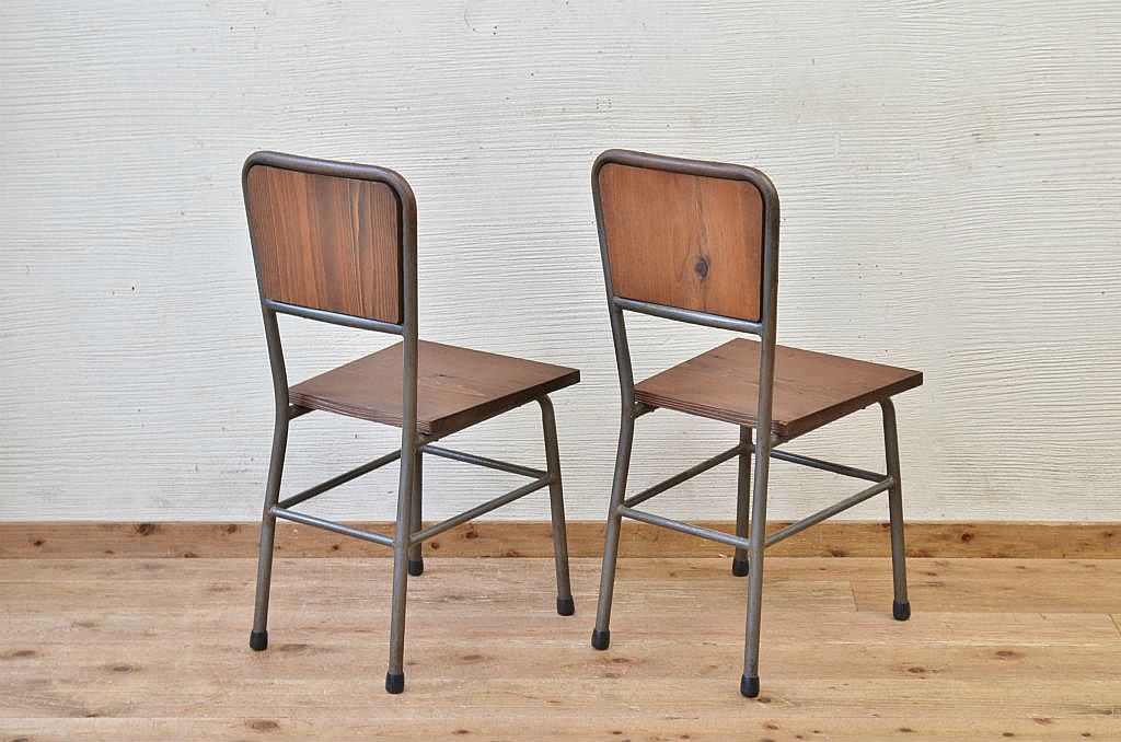 アンティーク家具　古い鉄脚のシンプルな椅子(イス)9