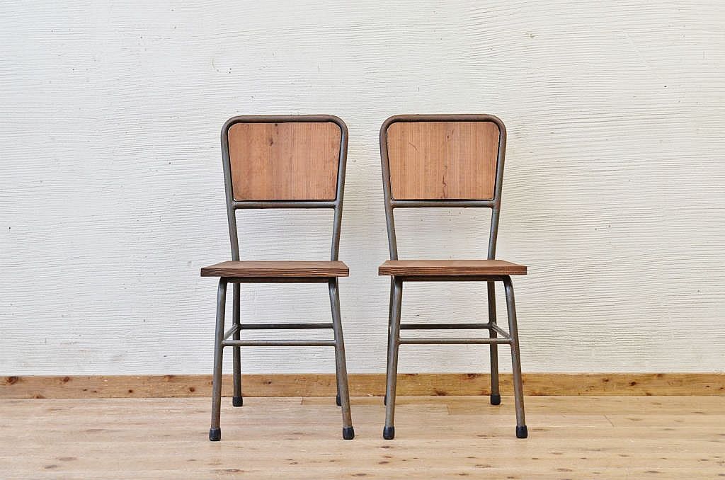 アンティーク家具　古い鉄脚のシンプルな椅子(イス)10
