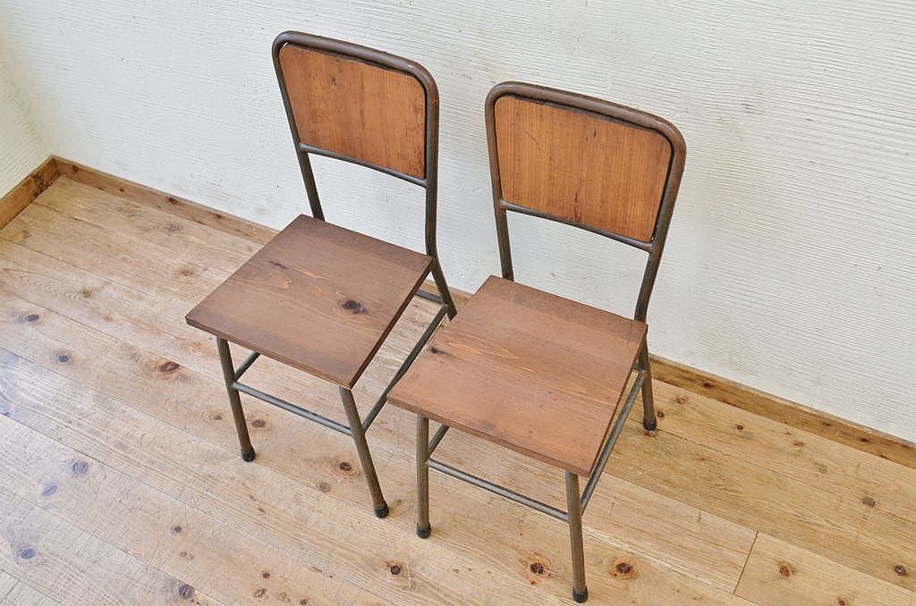 アンティーク家具　古い鉄脚のシンプルな椅子(イス)10