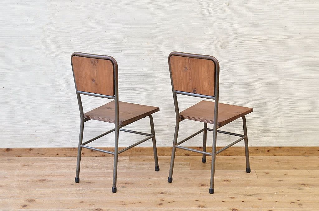 アンティーク家具　古い鉄脚のシンプルな椅子(イス)10