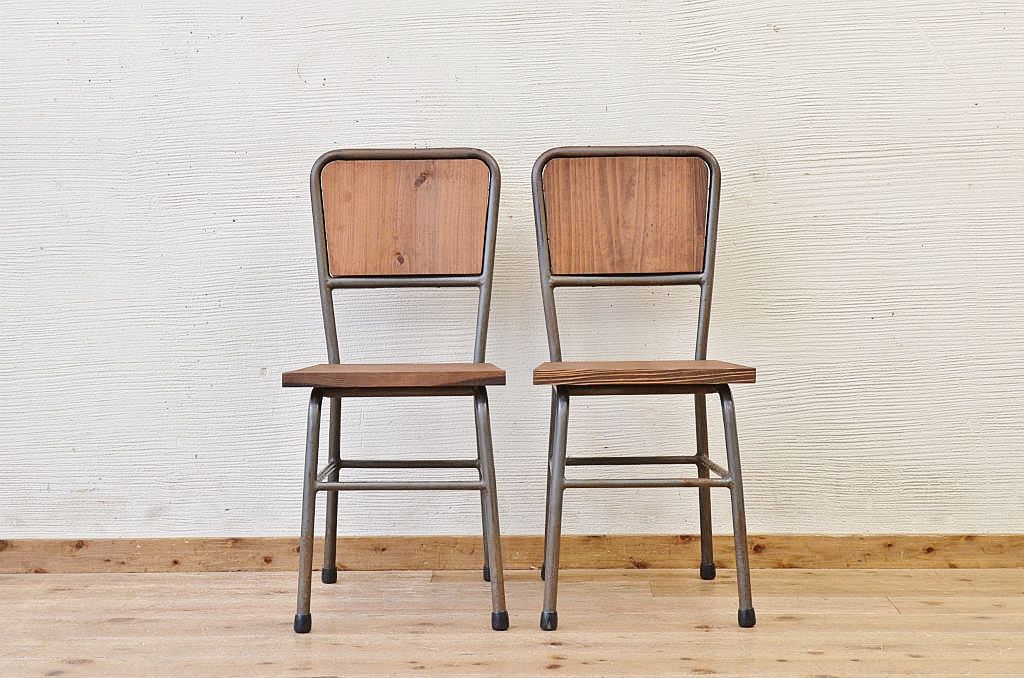 アンティーク家具　古い鉄脚のシンプルな椅子(イス)11