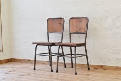 アンティーク家具　古い鉄脚のシンプルな椅子(イス)12