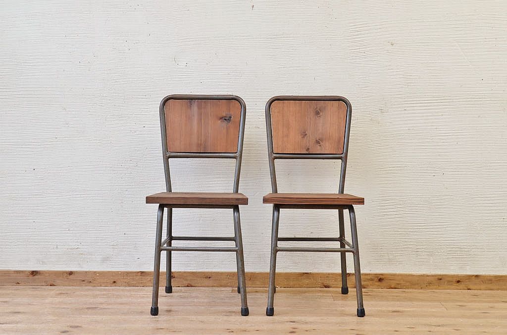 アンティーク家具　古い鉄脚のシンプルな椅子(イス)12