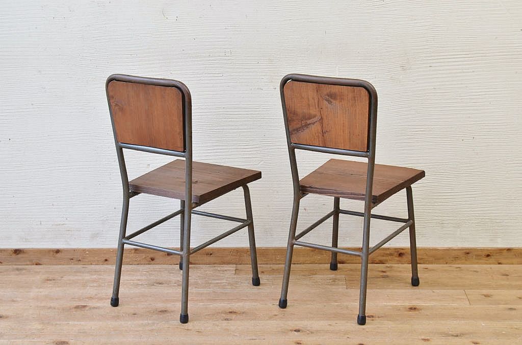 アンティーク家具　古い鉄脚のシンプルな椅子(イス)12