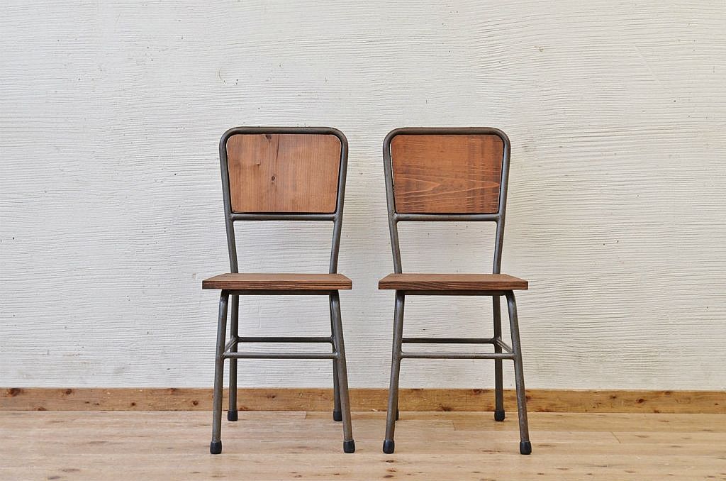 アンティーク家具　古い鉄脚のシンプルな椅子(イス)13