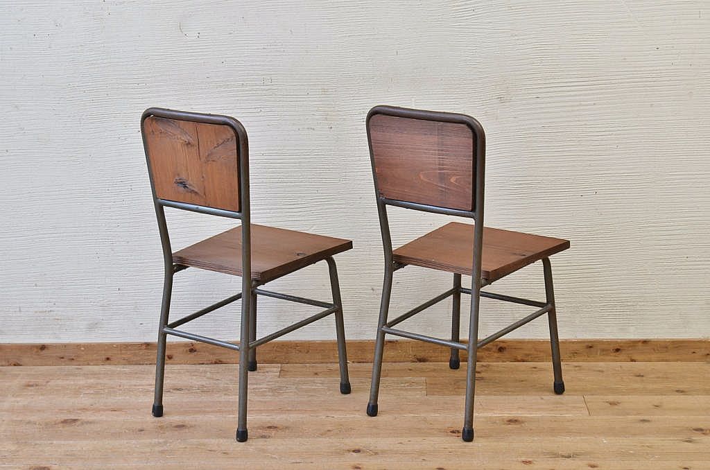 アンティーク家具　古い鉄脚のシンプルな椅子(イス)13