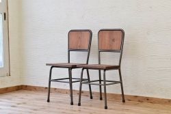 アンティーク家具　古い鉄脚のシンプルな椅子(イス)14