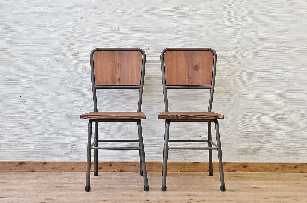 アンティーク家具　古い鉄脚のシンプルな椅子(イス)14