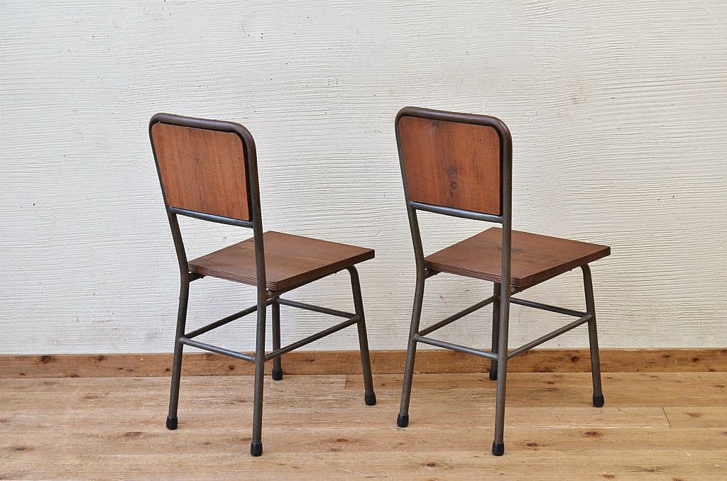 アンティーク家具　古い鉄脚のシンプルな椅子(イス)14