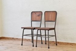 アンティーク家具　古い鉄脚のシンプルな椅子(イス)15