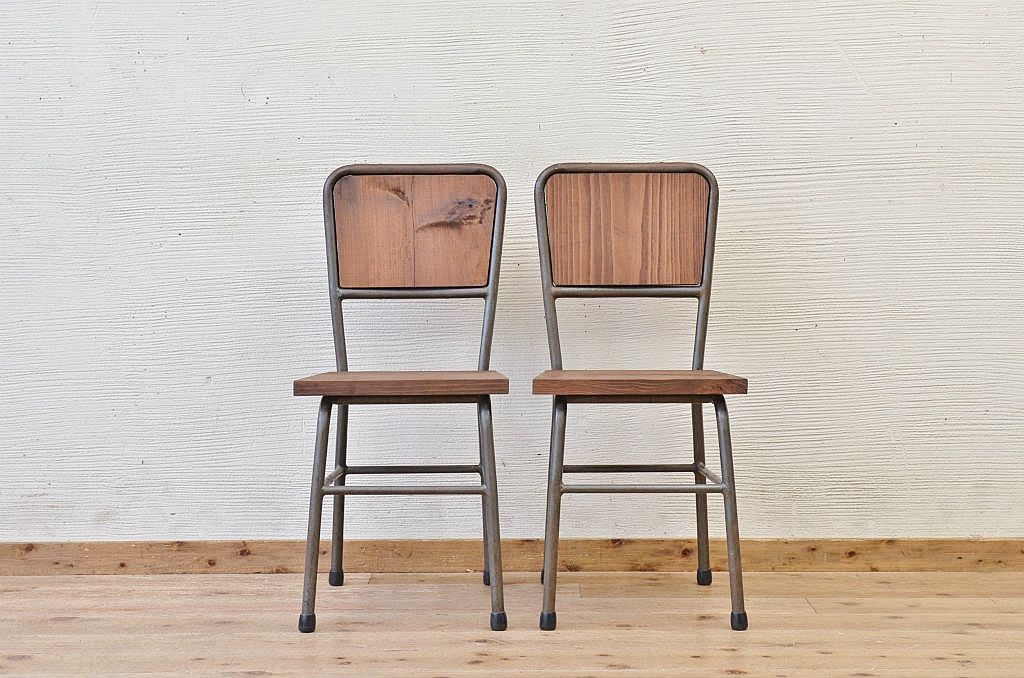 アンティーク家具　古い鉄脚のシンプルな椅子(イス)15