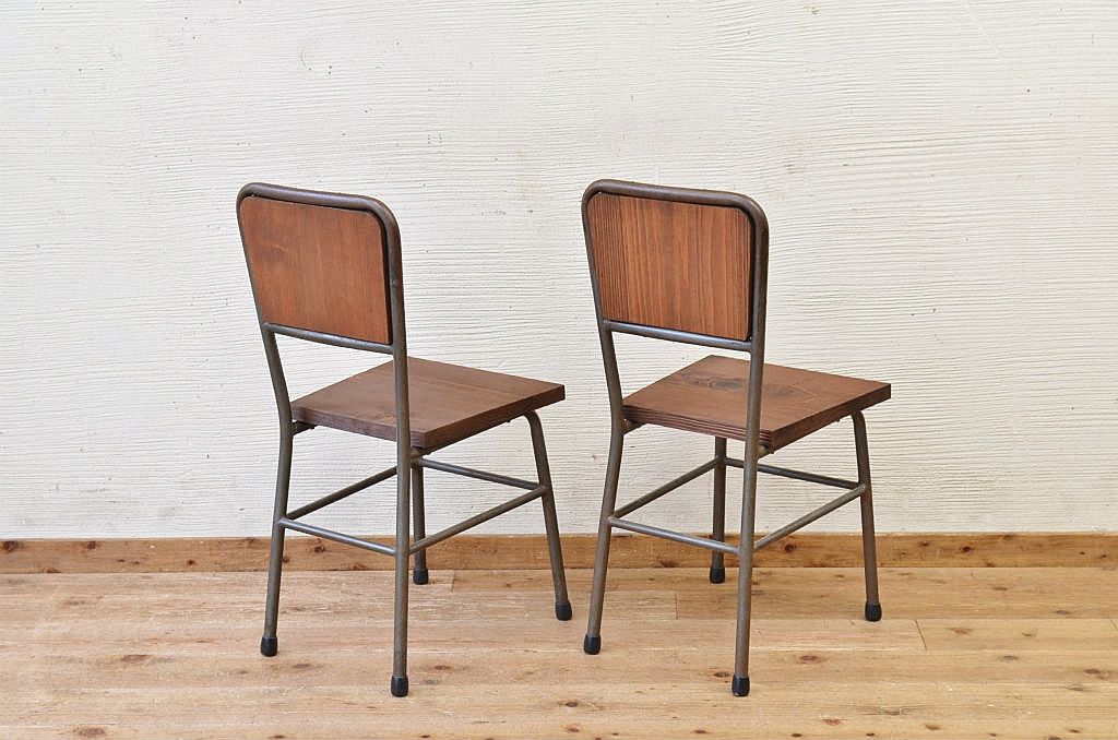 アンティーク家具　古い鉄脚のシンプルな椅子(イス)15