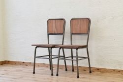 アンティーク家具　古い鉄脚のシンプルな椅子(イス)16