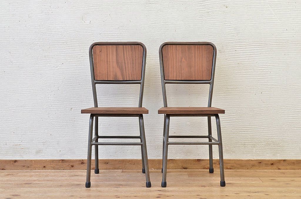 アンティーク家具　古い鉄脚のシンプルな椅子(イス)16