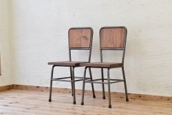 アンティーク家具　古い鉄脚のシンプルな椅子(イス)18