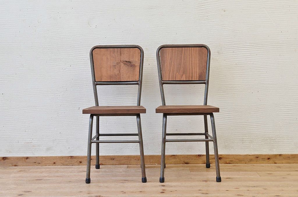 アンティーク家具　古い鉄脚のシンプルな椅子(イス)18