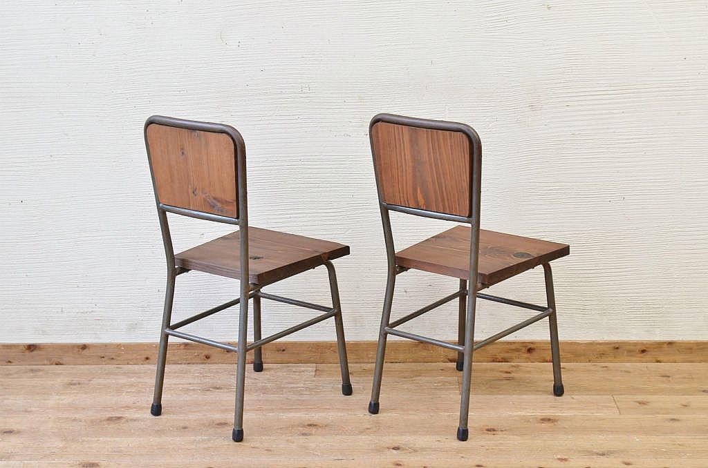 アンティーク家具　古い鉄脚のシンプルな椅子(イス)18