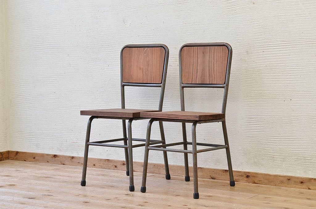 アンティーク家具　古い鉄脚のシンプルな椅子(イス)19