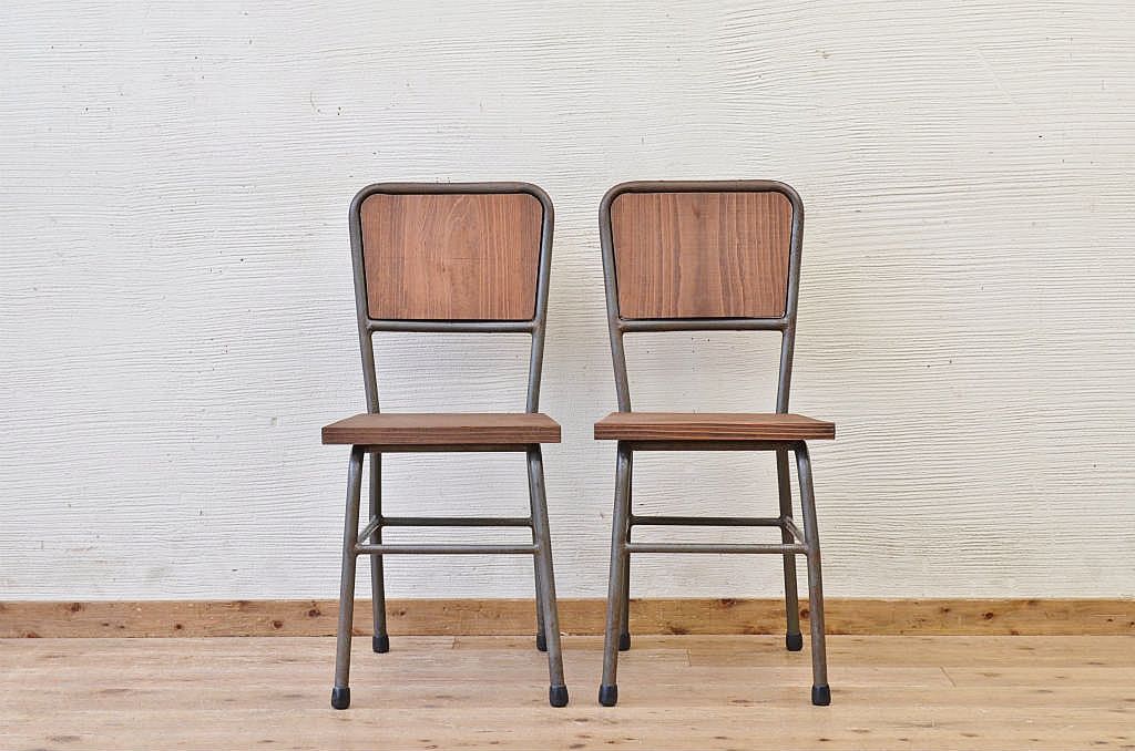 アンティーク家具　古い鉄脚のシンプルな椅子(イス)19