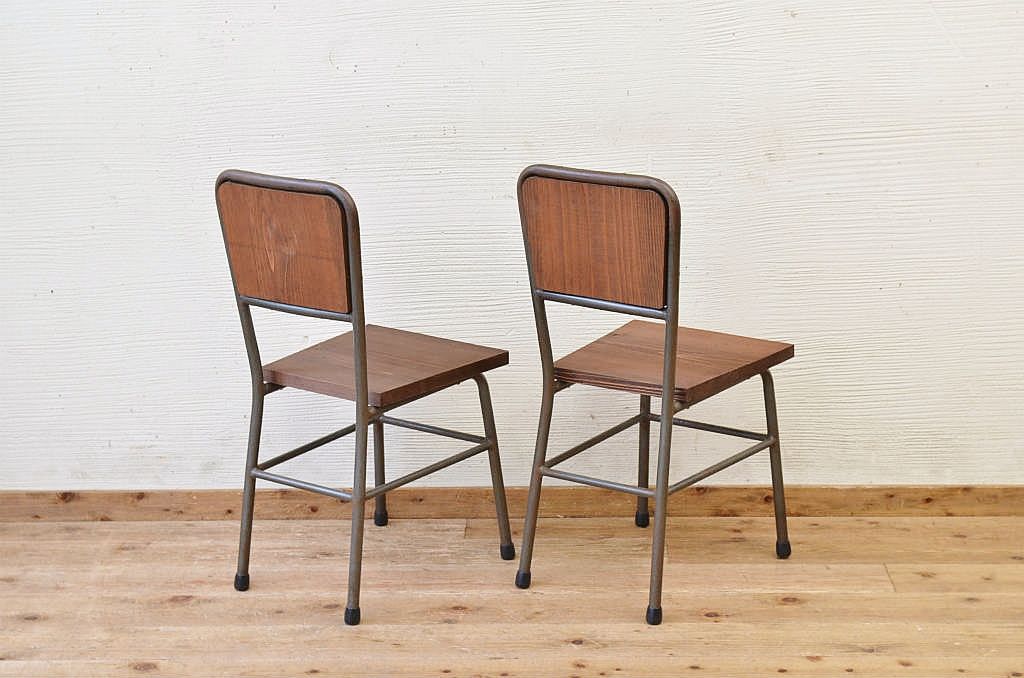 アンティーク家具　古い鉄脚のシンプルな椅子(イス)19