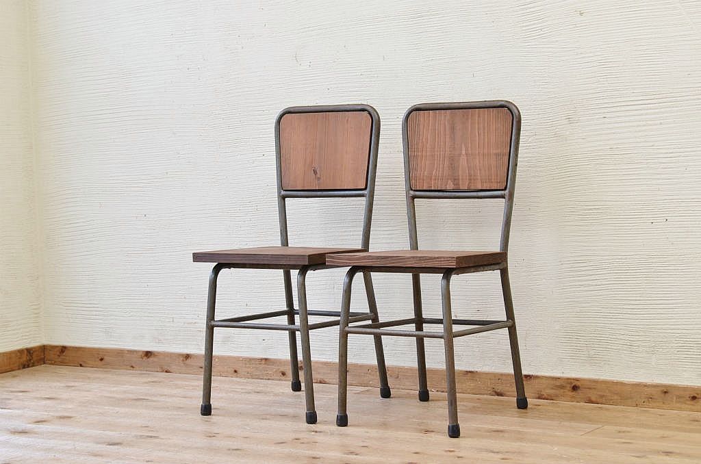 アンティーク家具　古い鉄脚のシンプルな椅子(イス)20