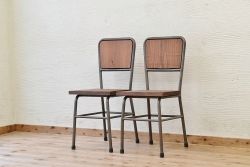アンティーク家具　古い鉄脚のシンプルな椅子(イス)20