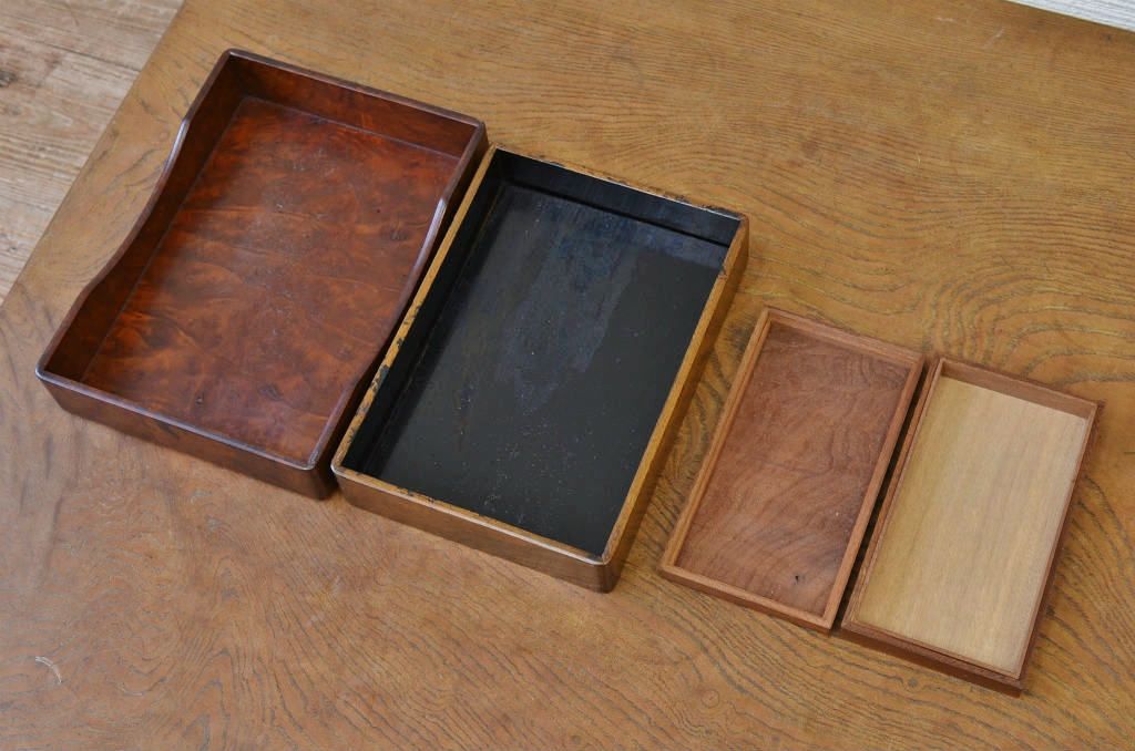 アンティーク雑貨　○明治〜大正　本桑時代硯箱など2点セット(文箱)