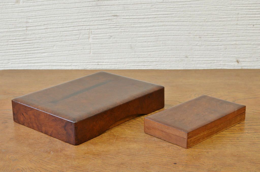 アンティーク雑貨　○明治〜大正　本桑時代硯箱など2点セット(文箱)
