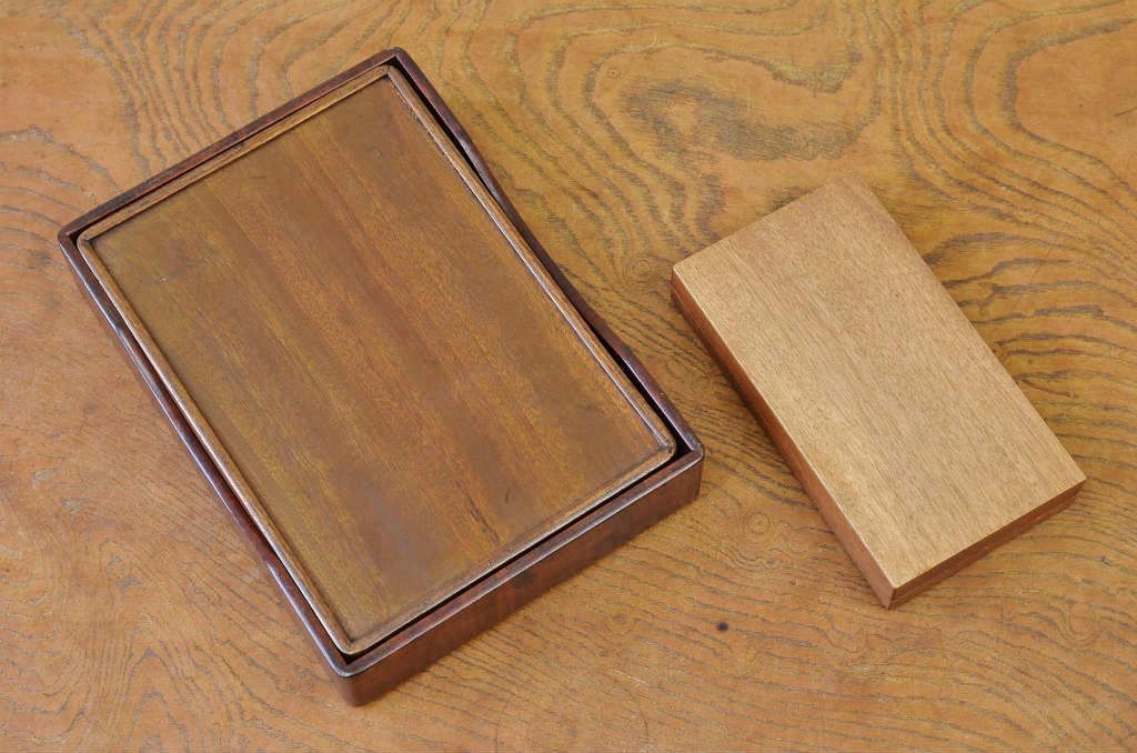 アンティーク雑貨　○明治〜大正　本桑時代硯箱など2点セット(文箱)