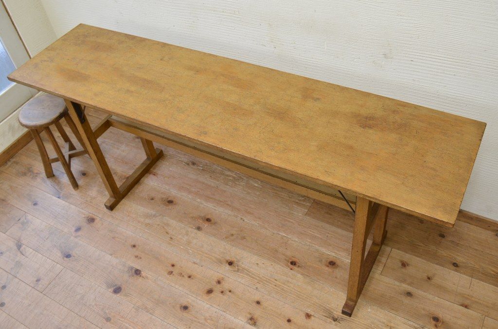 アンティーク家具　★1960〜70年代　古い工場の作業台9　(テーブル、机)
