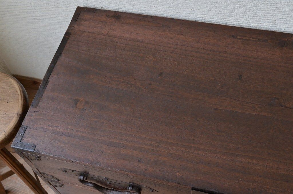 アンティーク家具　☆古民具　骨董　二段重ね観音開き時代箪笥