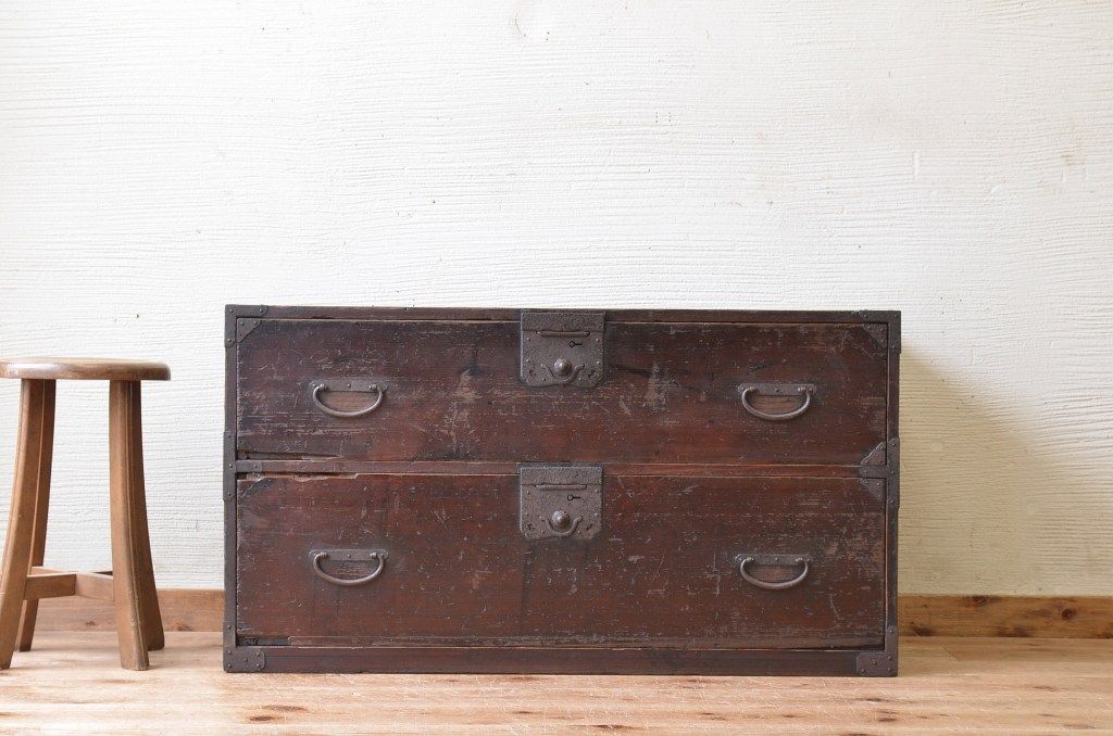 アンティーク家具　ジャンク品!使い込まれた時代箪笥ローボード(ローチェスト)